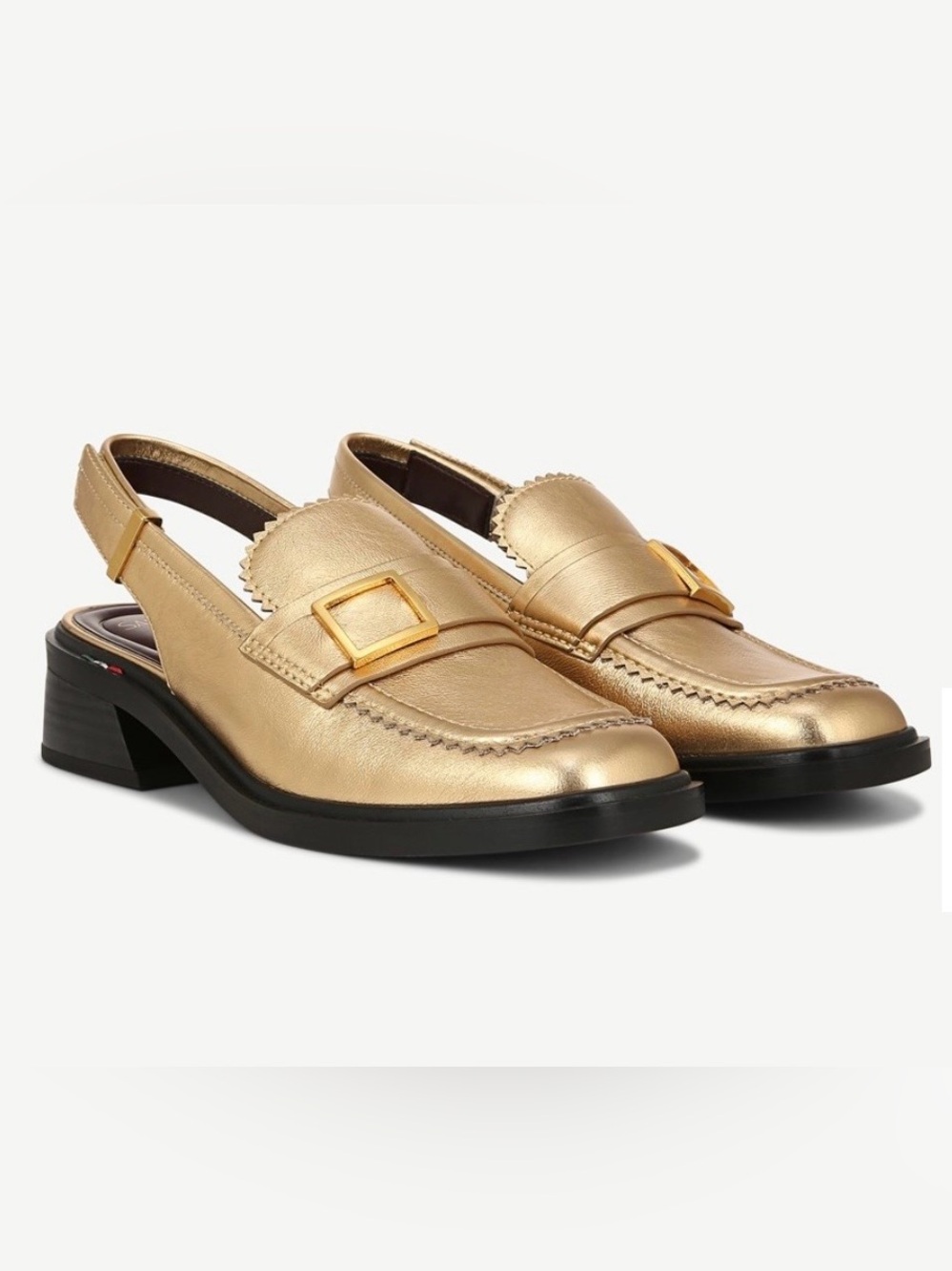 Franco Sarto Gianna Metallic Gold Slingback Loafer - Size 7-1/2